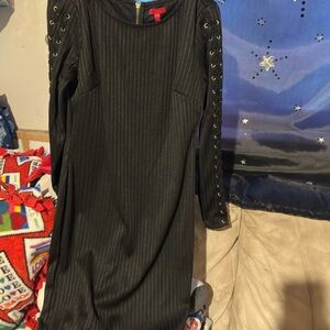 Jennifer Lopez Black Dress with Gold Eyelets